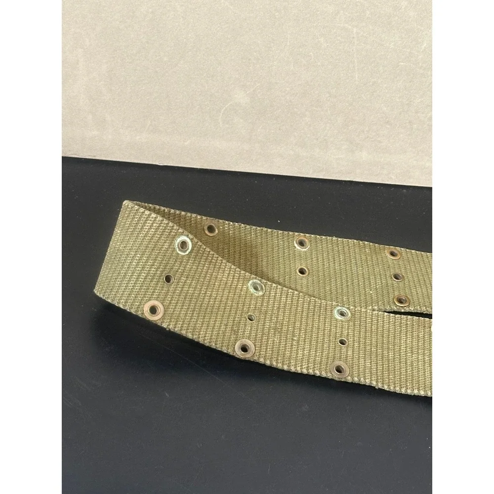 Vintage Military Web Belt Olive Drab Canvas Utility Tactical Eyelet Belt 43 Inch